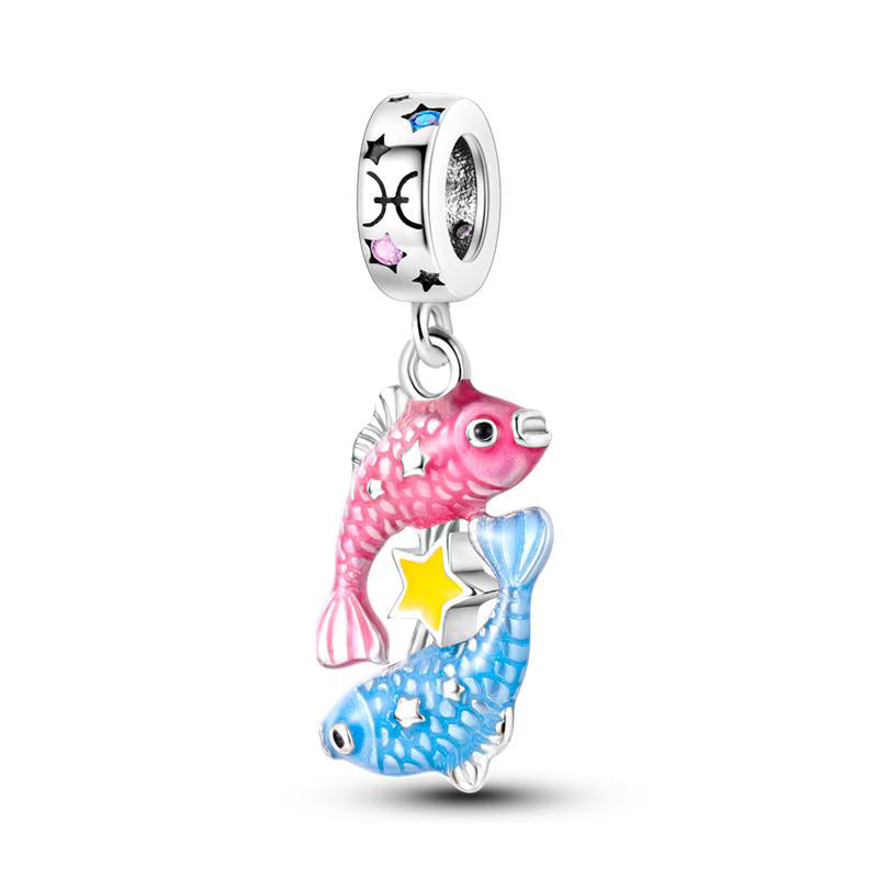 Pink & Blue Fish Star Pendant Charm