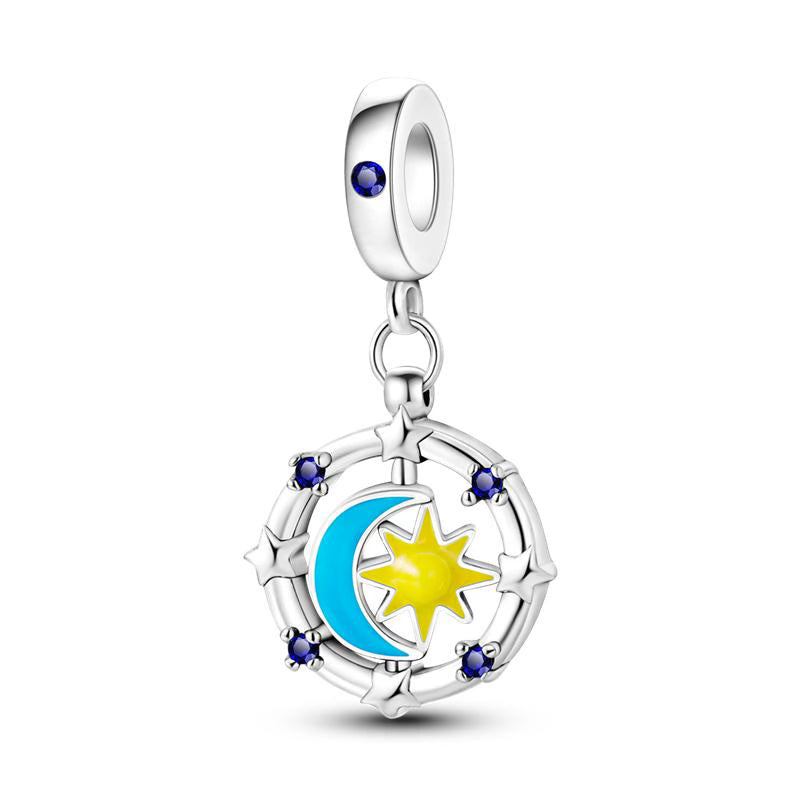 Moon & Star Dark Diamante Pendant Charm
