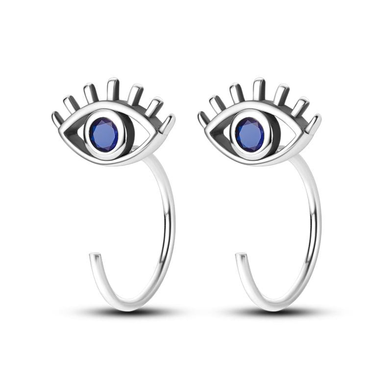 Blue Eye Open Loop Earrings
