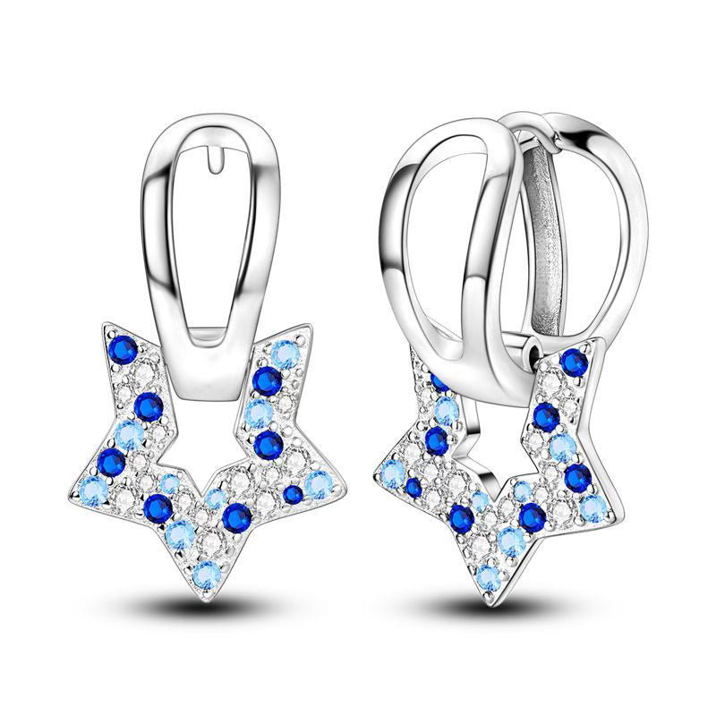 Blue Stars Diamante Pendant Earrings