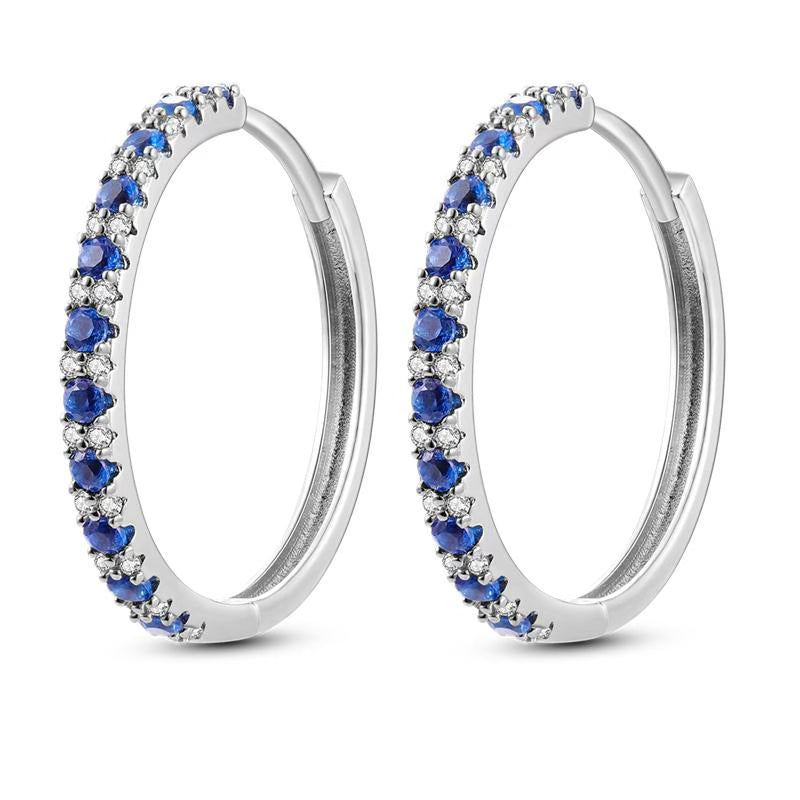 Deep Blue Diamante Loop Earrings