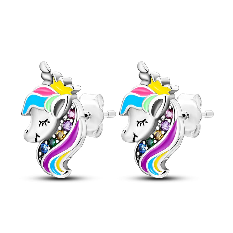 Colourful Unicorn Diamante Earrings