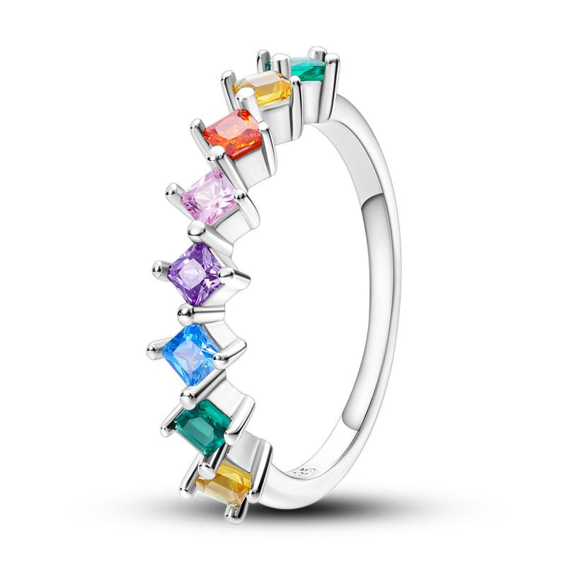 Colourful Square Diamante Ring