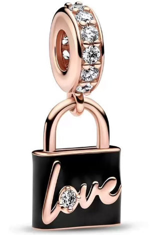 Rose Gold Diamante Love Locket Pendant Charm
