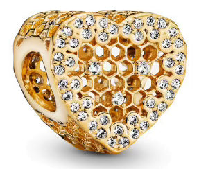 Golden Honeycomb Love Heart Charm