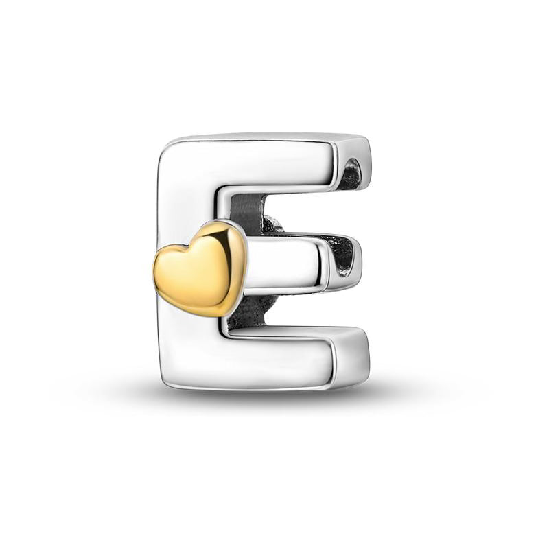 E Golden Love Heart Charm