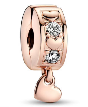 Rose Gold Diamante Pendant Love Heart Charm