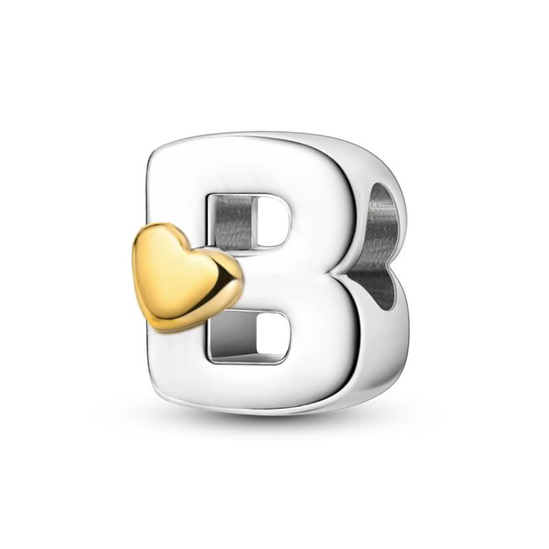 B Golden Love Heart Charm