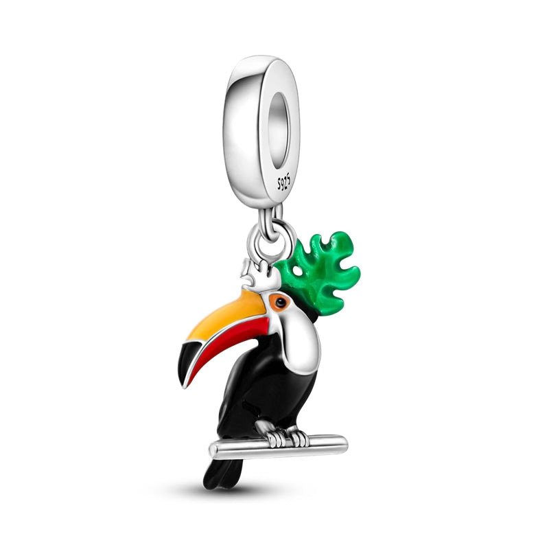Toucan & Leaf Pendant Charm