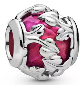 Pink Ivy Round Charm