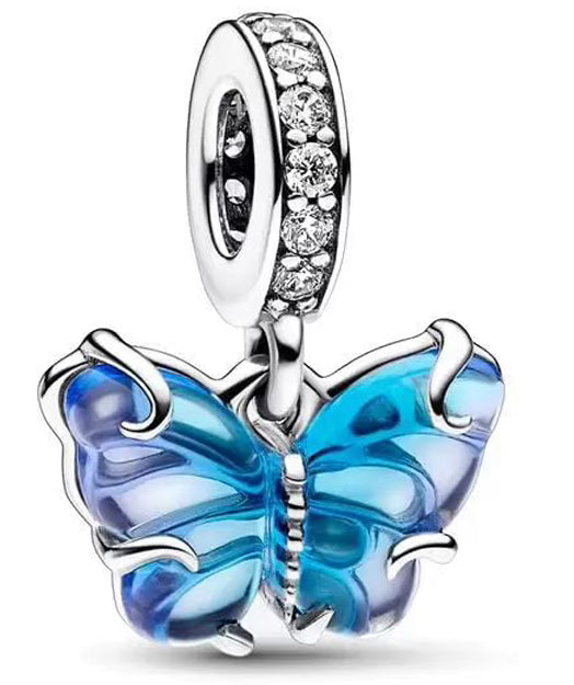 Gradient Blue Gem Butterfly Diamante Charm