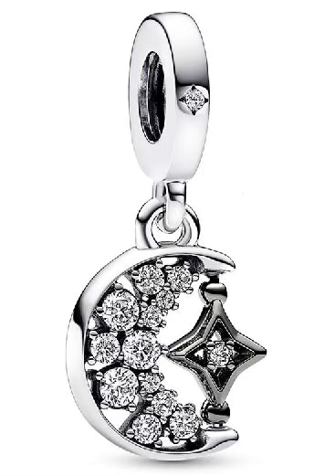 Diamante Moon & Star Pendant Charm