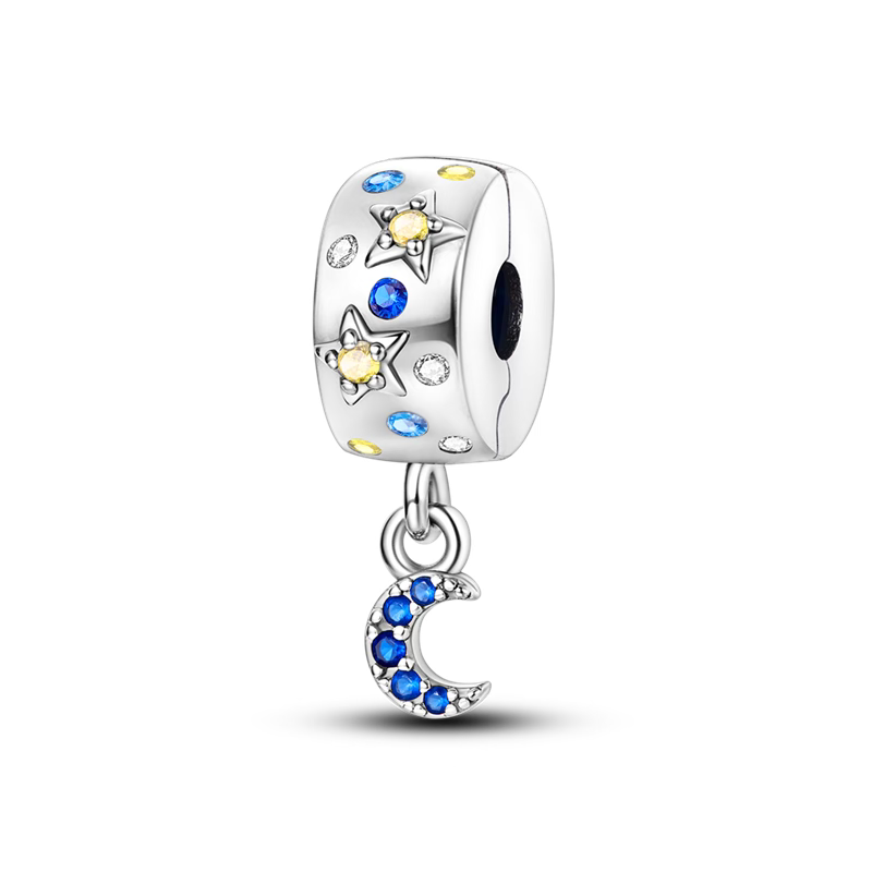 Moon & Stars Diamante Blue Moon Pendant Charm