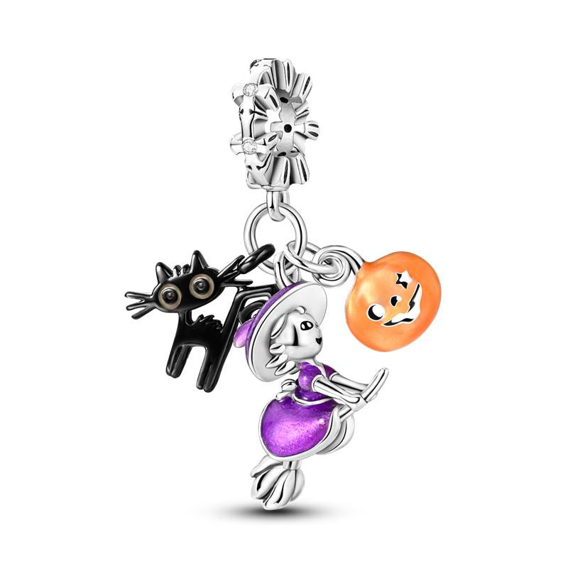Hallowe’en Witch & Pumpkin Pendant Charm