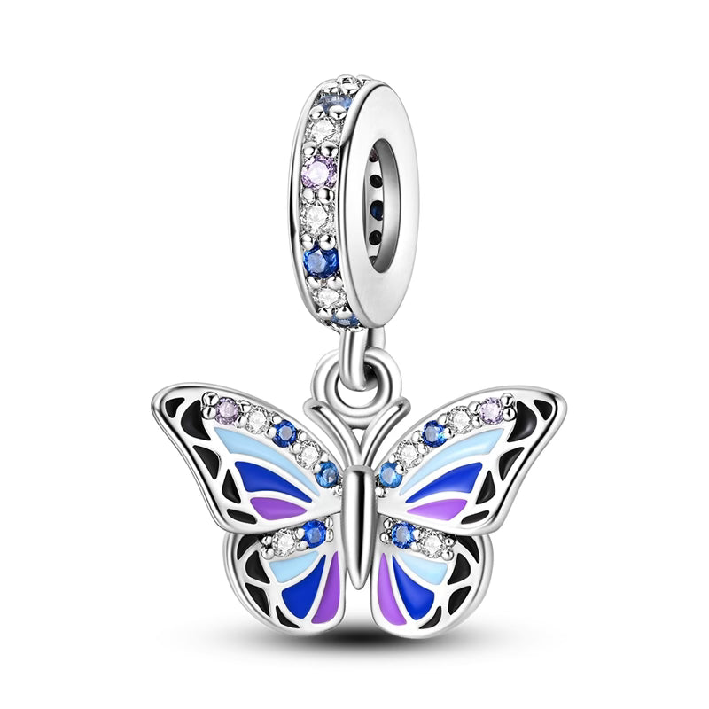 Detailed Butterfly Diamante Pendant Charm