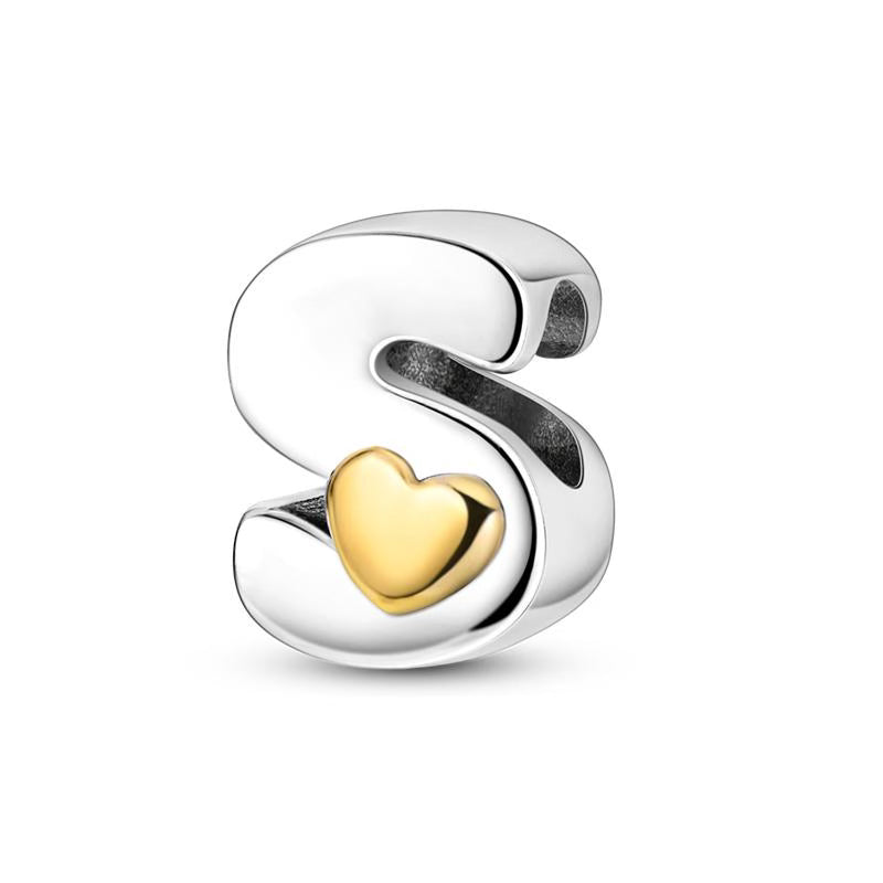 S Golden Love Heart Charm