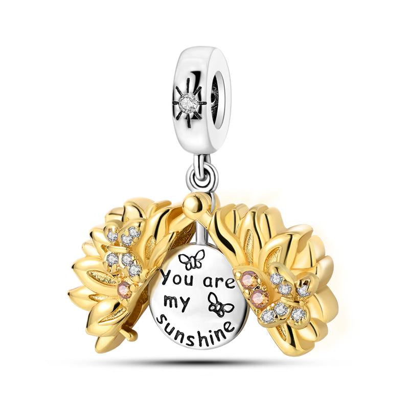 You Are My Sunshine Golden Sun Diamante Pendant Charm