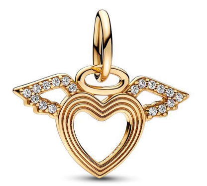 Golden Diamante Winged Love Heart Charm