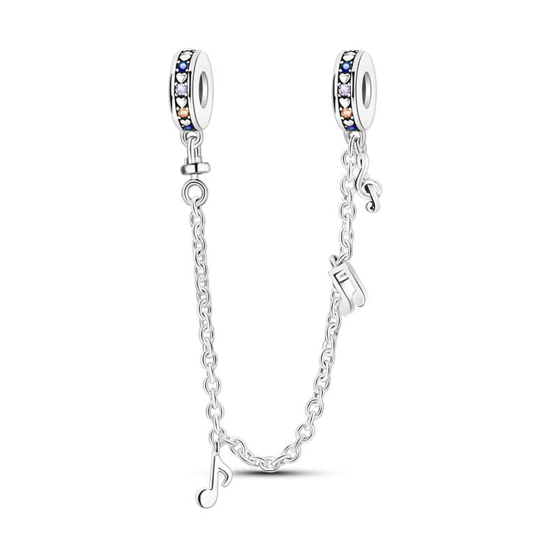 Colourful Diamante Music Notes Chain Charm