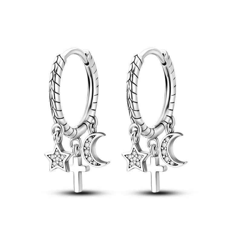 Star, Moon, Cross Diamante Pendant Earrings