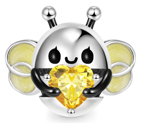 Cute Bumblebee Yellow Love Heart Charm
