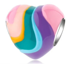 Multicolour Love Heart Round Charm