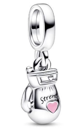 Boxing Glove Pink Heart Strength Pendant Charm