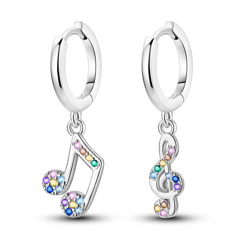 Colourful Diamante Music Notes Earrings