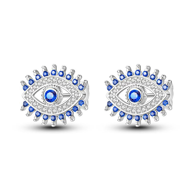 Blue Diamante Evil Eye Earrings