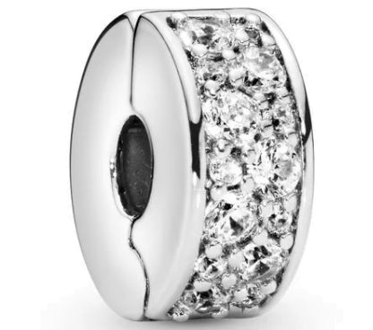 White Diamante Round Charm