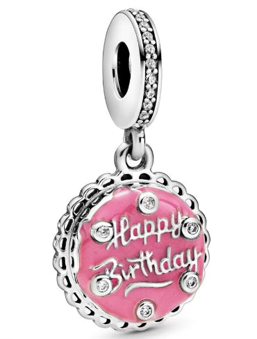 Embroidered Pink Happy Birthday Charm