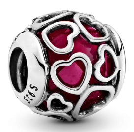 Deep Colour Gem Love Hearts Round Charm
