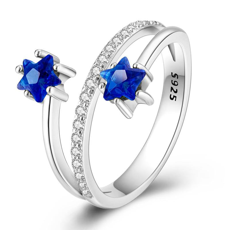 Blue Stars Diamante Ring
