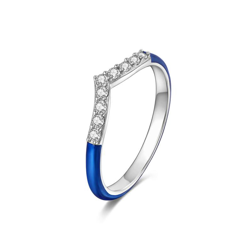 Blue V Diamante Ring