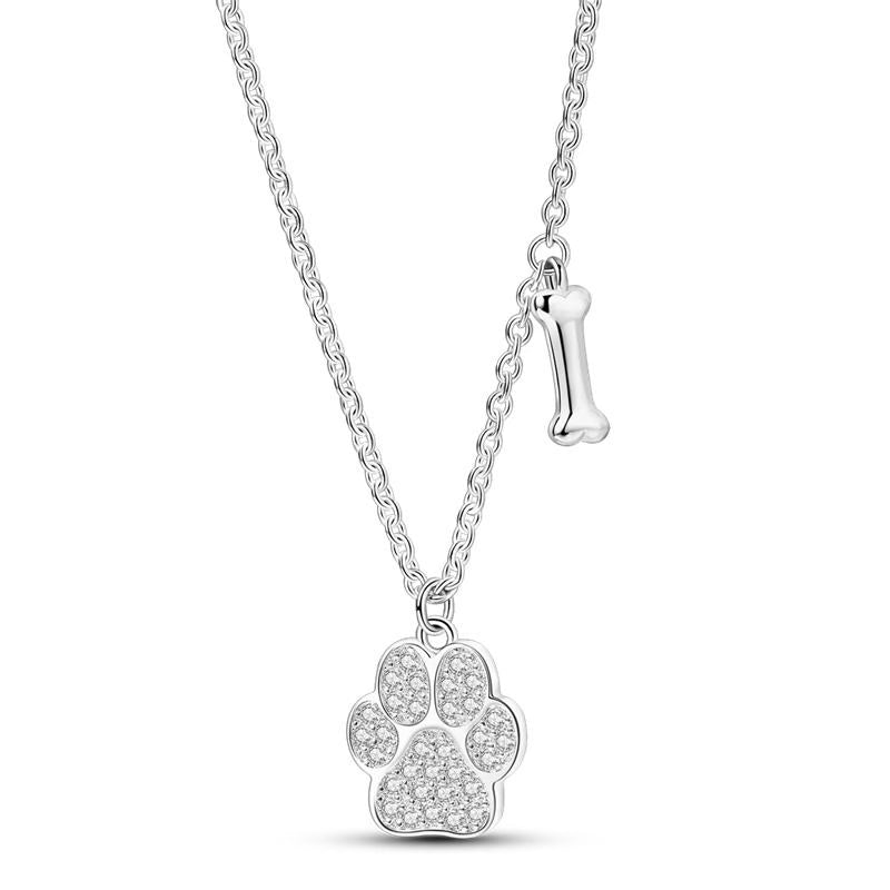 Diamante Paw & Bone Necklace