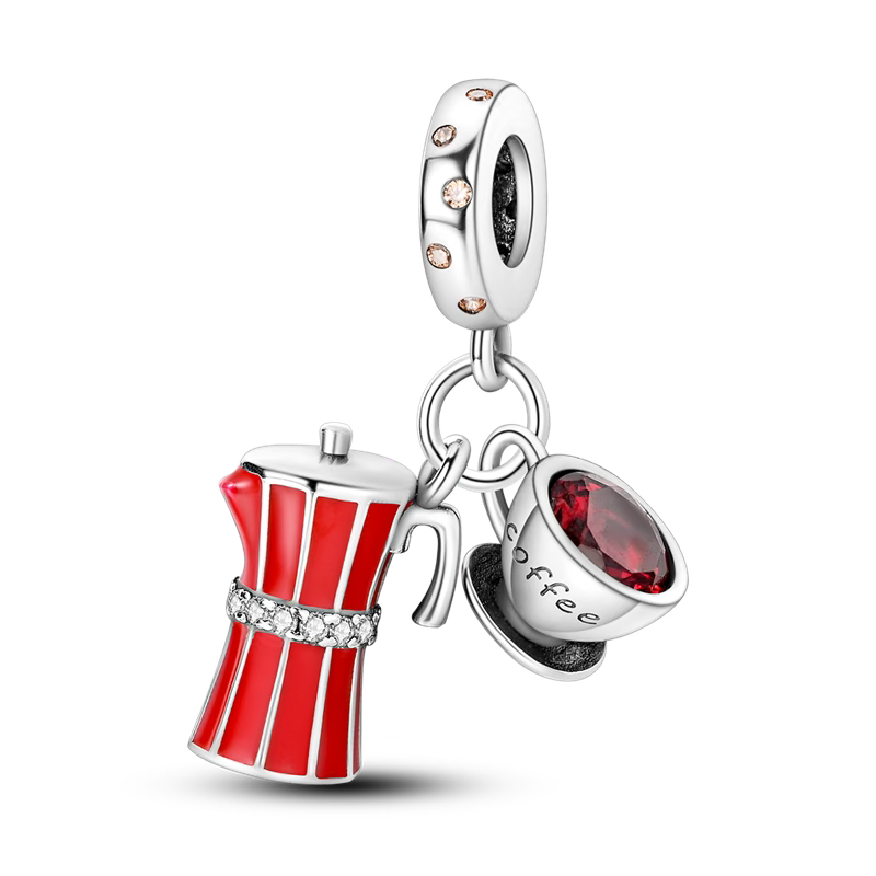 Coffee & Strainer Diamante Pendants Charm