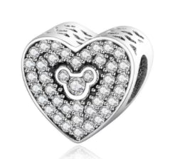 Diamante Love Heart Mr.Mouse Charm