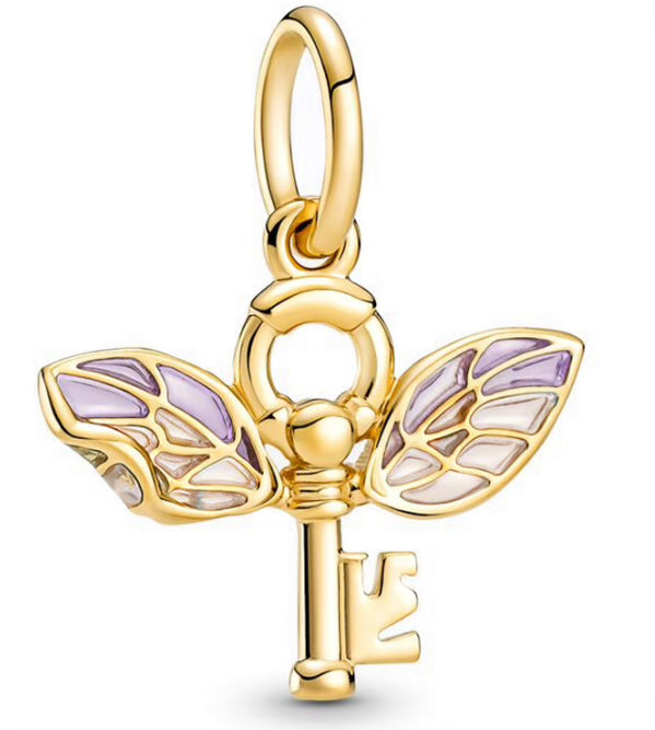 Golden Winged Key Pendant Charm