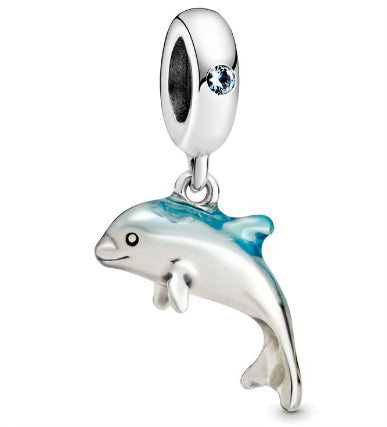 Silver & Blue Dolphin Charm