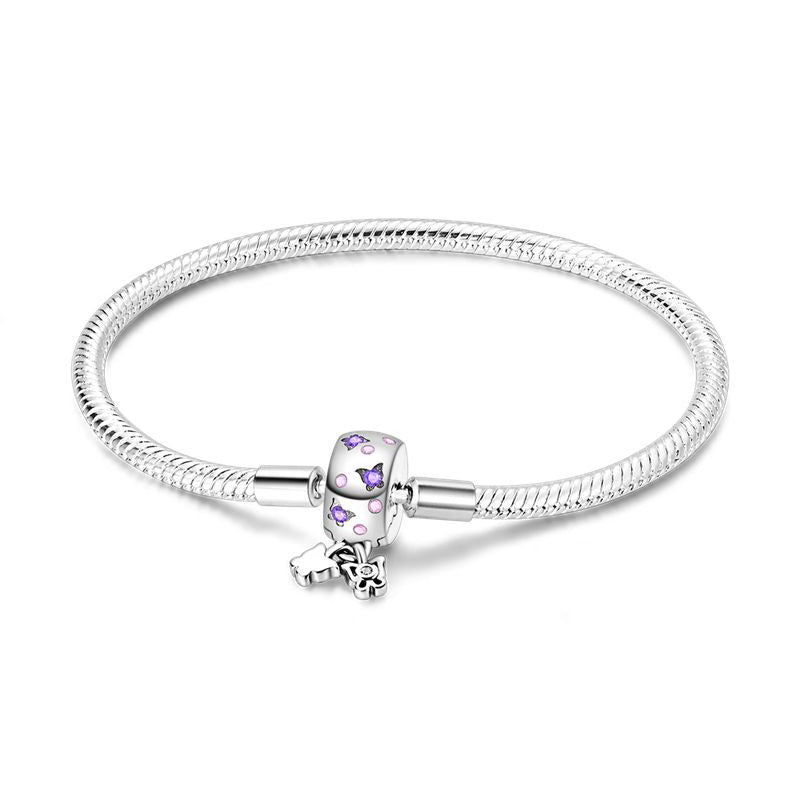 Butterfly Diamante Pendant Charm Bracelet