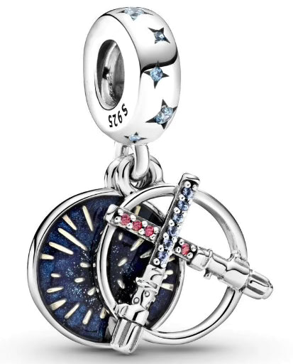 Lightsaber Blue Stars Diamante Pendant Charm