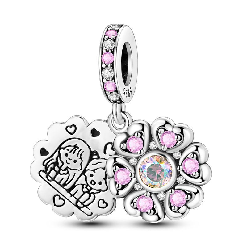 Couple Love Hearts Pendants Diamante Charm