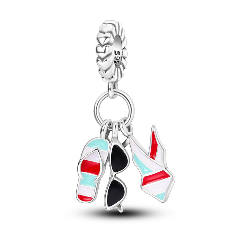 Flip-flop, Sunglasses, Togs Pendant Charm