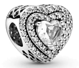 Love Hearts Mini Diamante Round Charm