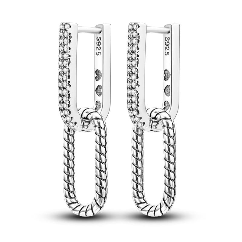 Diamante U Loop Pendant Earrings