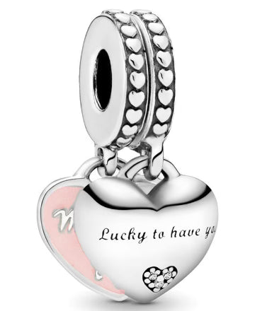 Lucky To Have You Love Heart Pendant Charm