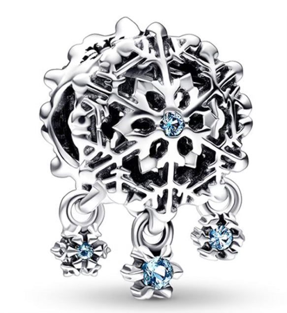 Snowflake Blue Diamante Pendants Charm
