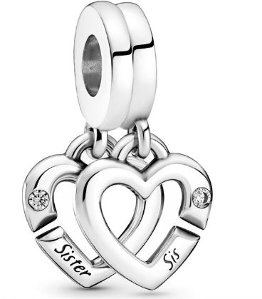 Sister Love Hearts Pendant Charm