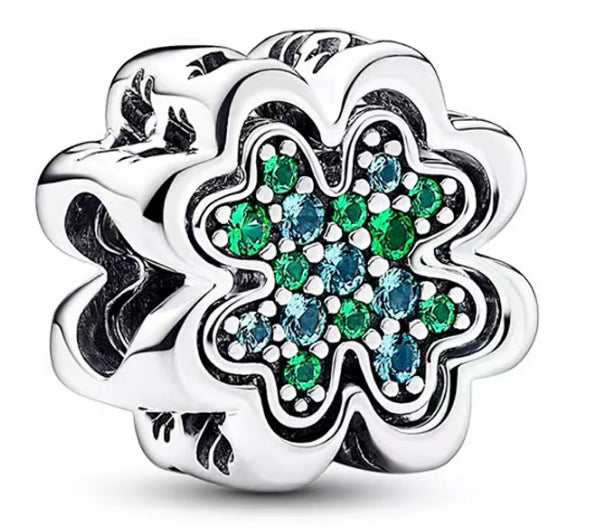 Green Diamante 4-Leaf Clover Charm