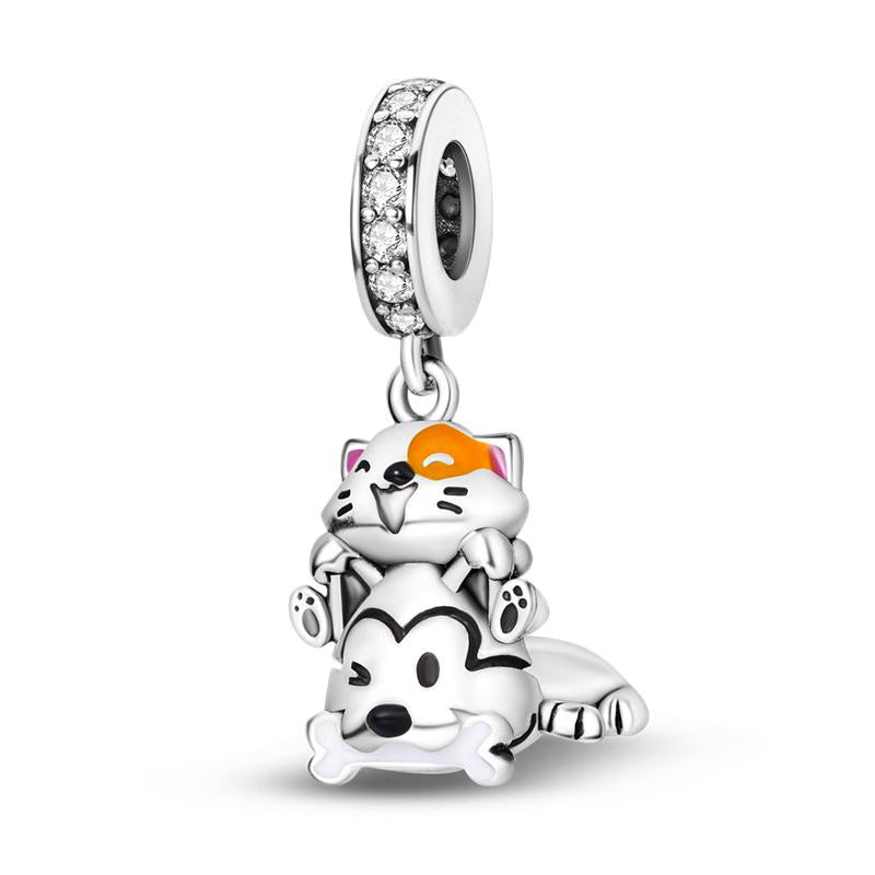 Cat & Dog Diamante Pendant Charm